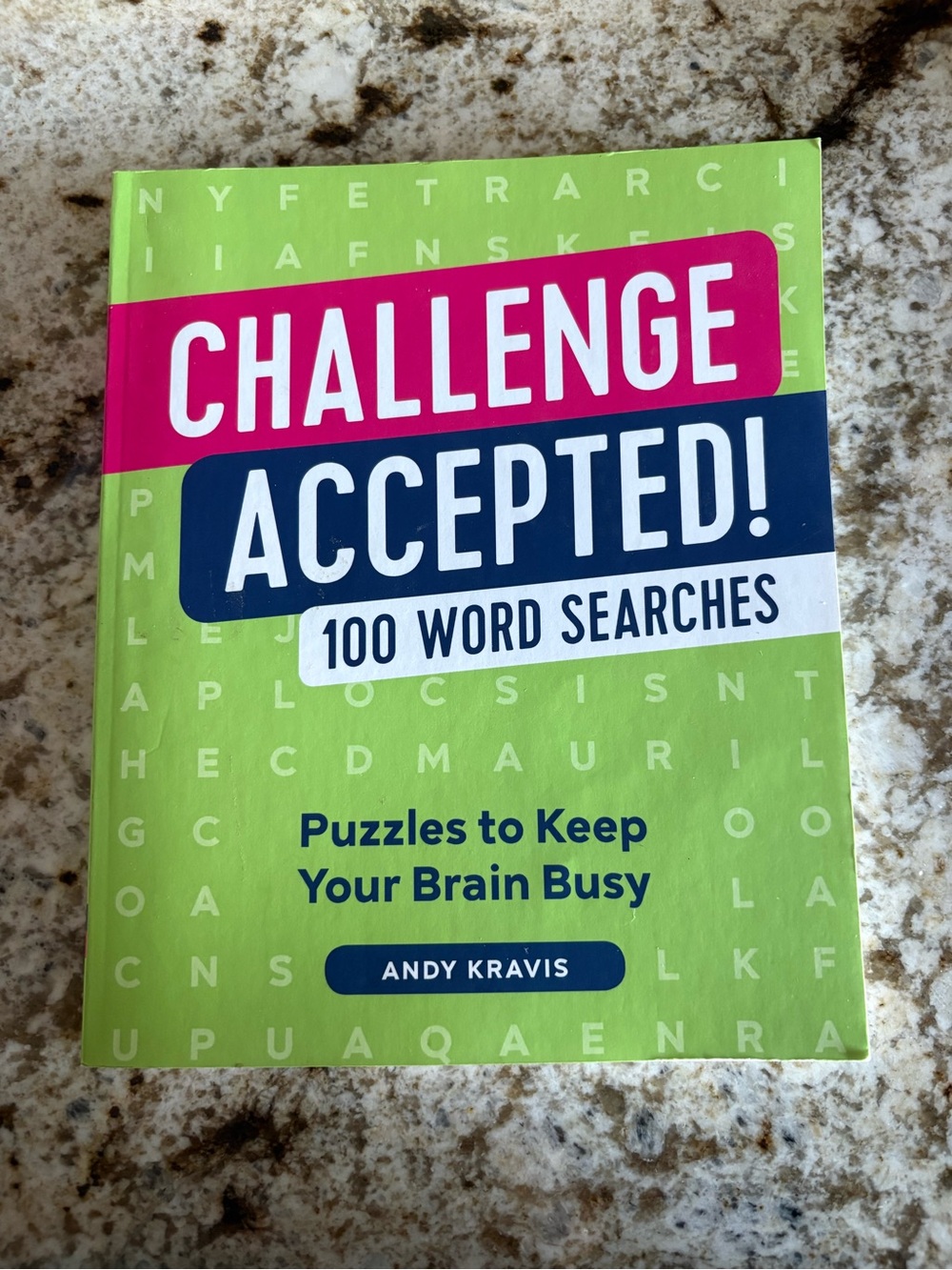 Challenge Accepted! 100 Word Searches Puzzle Book - few solved most empty